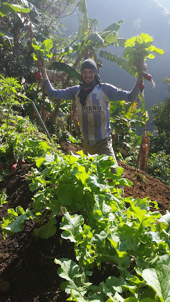 Small farmer standing proudly in his regenerative plot.